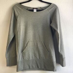 Vintage Avon brand Mark off shoulder sweater with front pocket athletic, slouchy